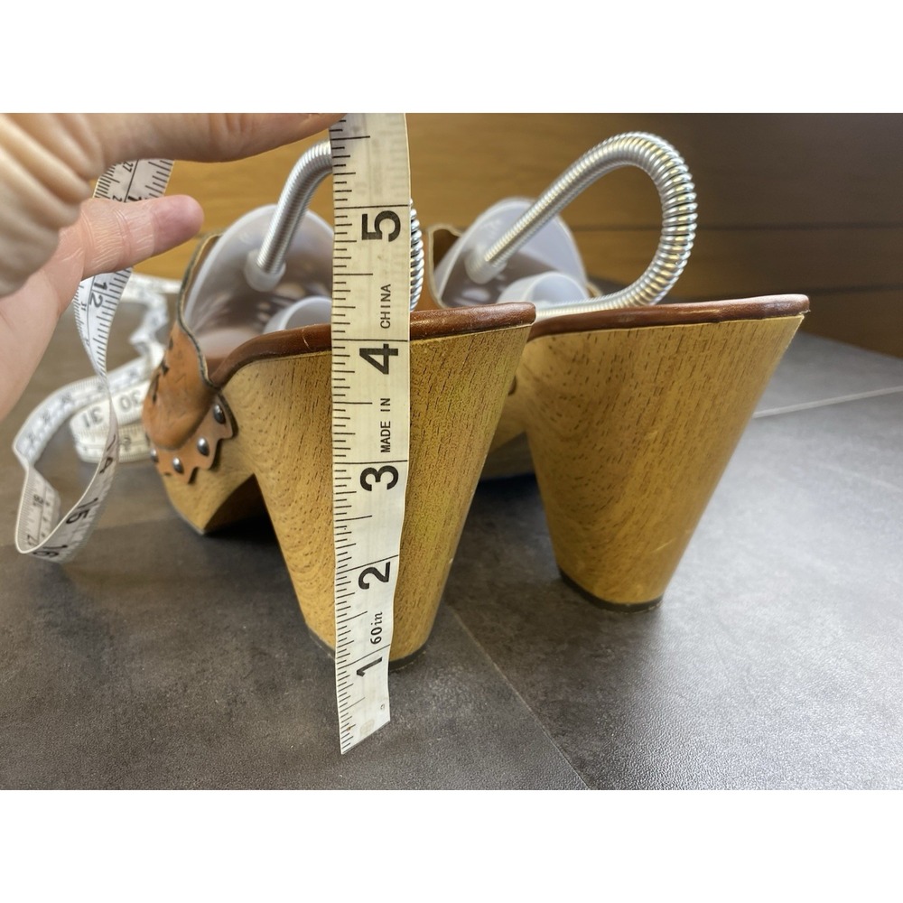 Indigo Rd Brown Cut Out Wood Look Wedges/Sandals size 9.5 - Picture 6 of 10